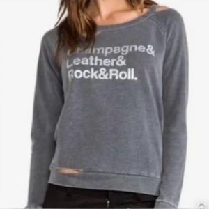 Chaser grey burnout w holes crew neck sweatshirt